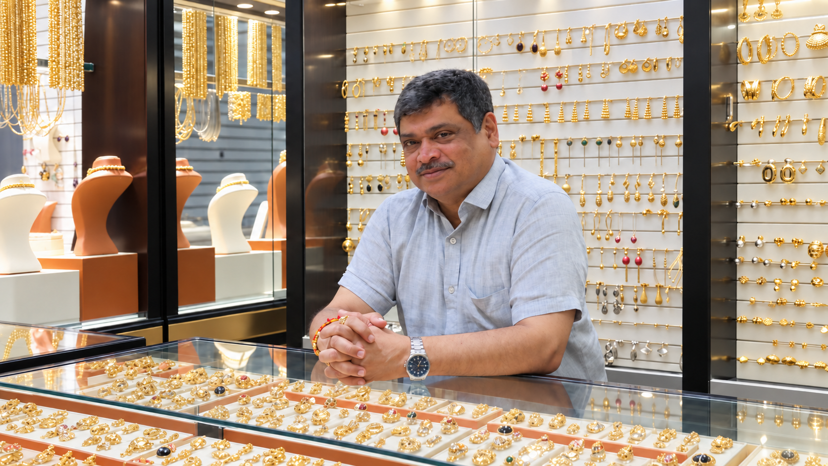 Mr. Raju at the Roza Jewellery counter